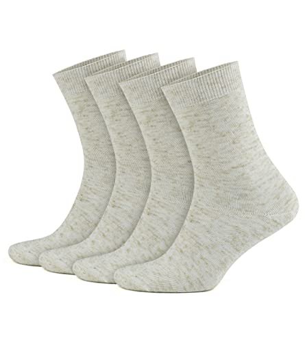 Rototo Linen Cotton Ribbed Crew Socks